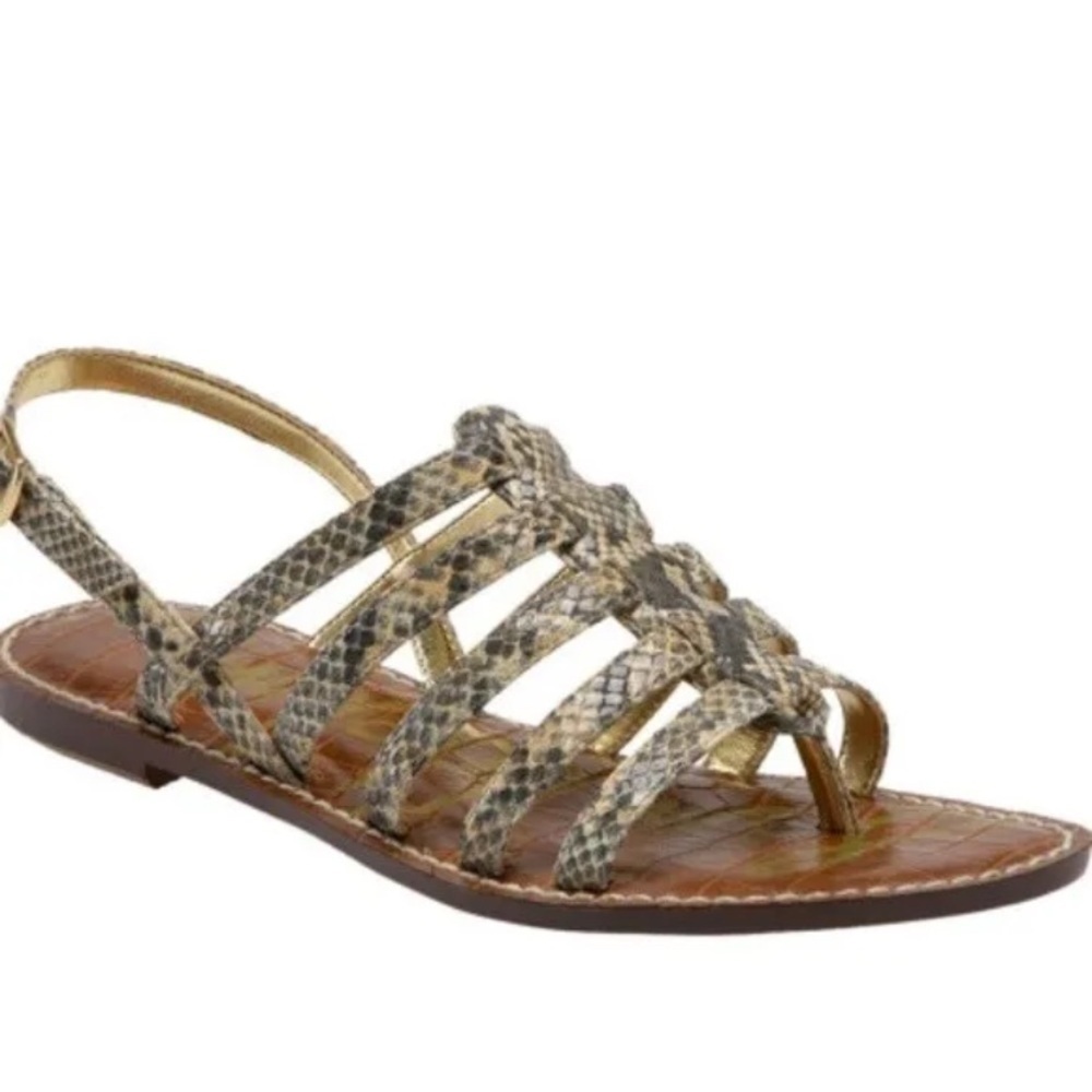 Sam Edelman Hamilton Snakeskin Print Cage Strappy Sandals